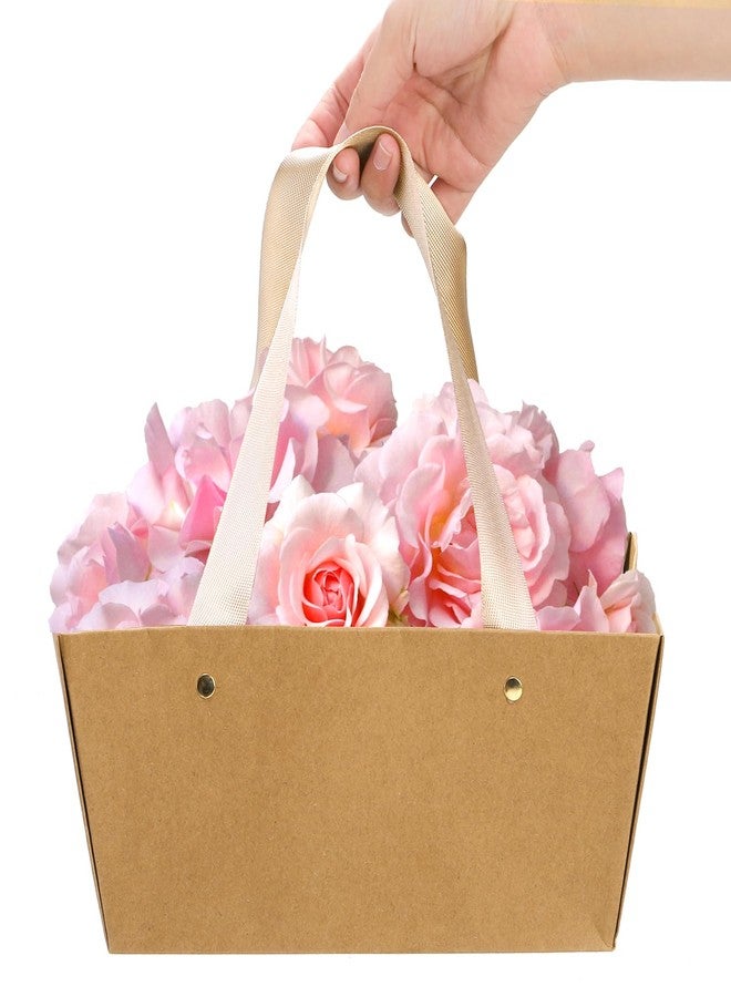 Cedilis 50 Pack Kraft Gift Basket with Handles, 9.8'' x 6.5'' x 4.3'' Empty Paper Basket for Party Gifts, Anniversary, Wedding, Easter, Crafts, Brown - Image 3